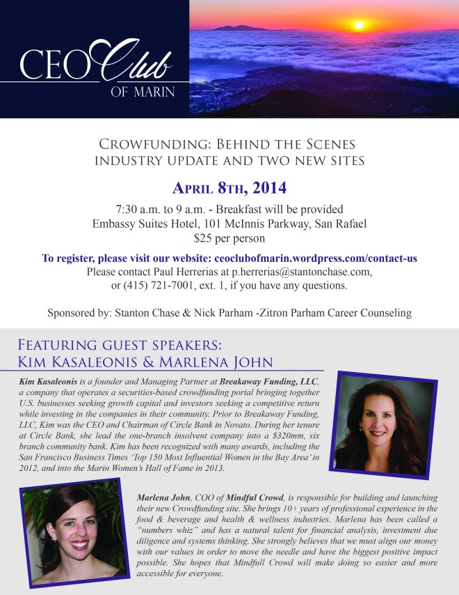 Join us for our meeting in April to discuss Crowdfunding!